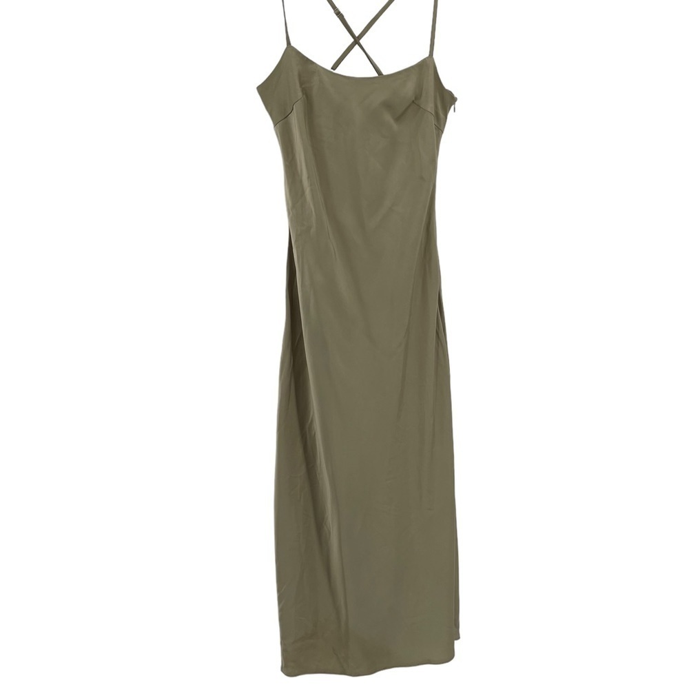 Nasty Gal Collection NWT Satin Square Neck Midi Slip Dress Size 2 Sand/tan